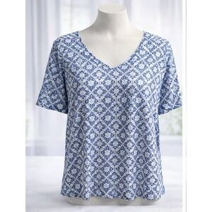 Croft & Barrow The Classic Tee Top 100% Cotton Blue Short Sleeve Size 2x XXL